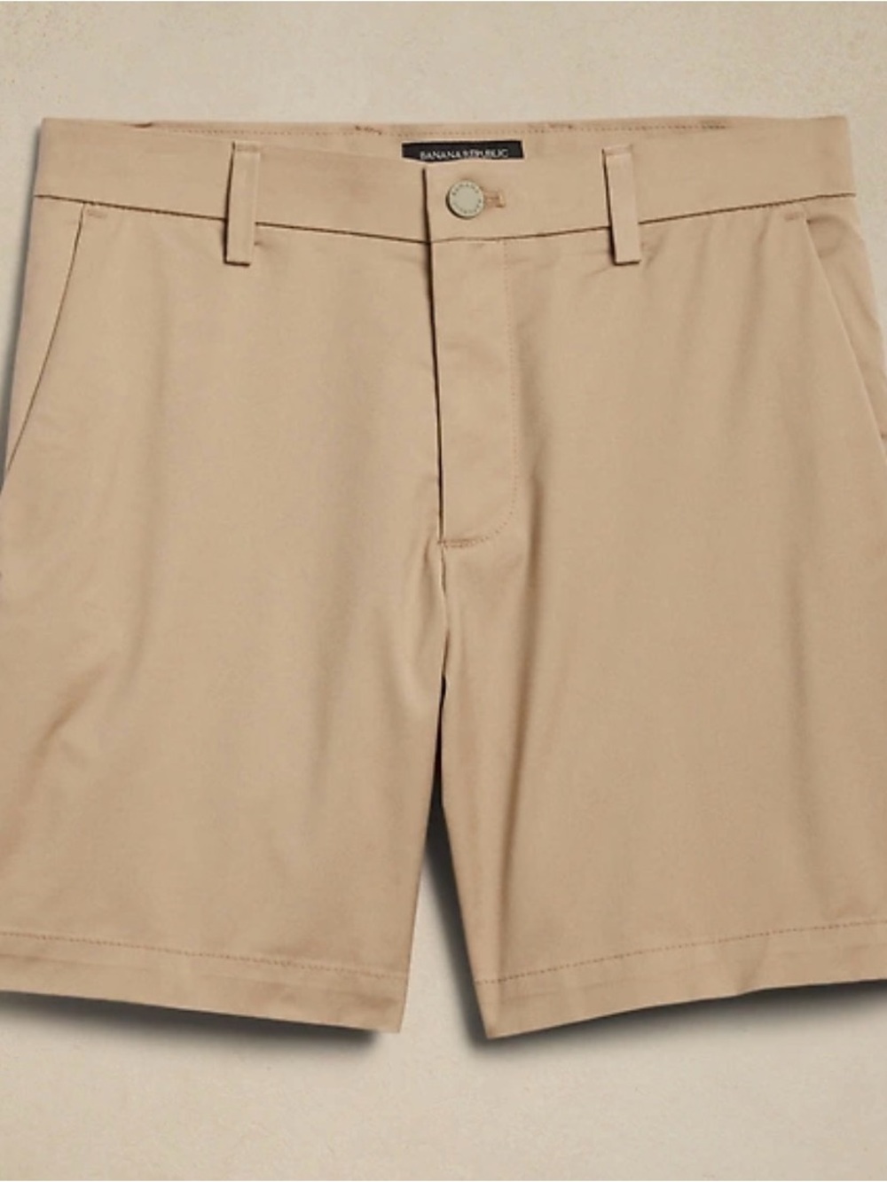 Banana Republic Mens Beige Flat-Front Shorts Core Temp 30